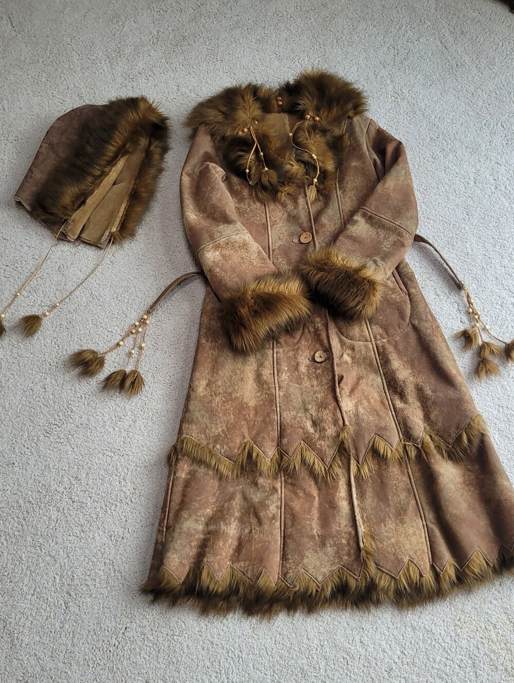 Rare Vintage Wilson Leather Genuine Leather Faux Fur Coat Boho W/Hood Size S - Picture 15 of 15